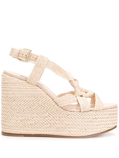 Casadei Woven Ring Wedge Sandals In Neutrals