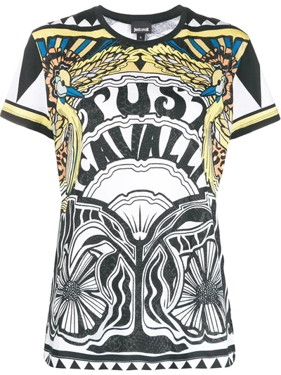 Just Cavalli All-over Print T-shirt In Black