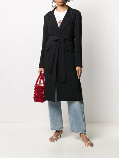 P.a.r.o.s.h Belted Mid-length Coat In Black