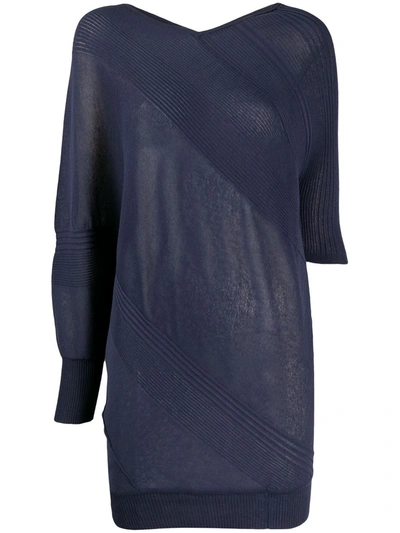 Antonio Marras Asymmetric Ribbed Detail Jumper In Blue