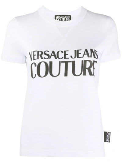 Versace Jeans Couture Logo-print Crew Neck T-shirt In Bianco
