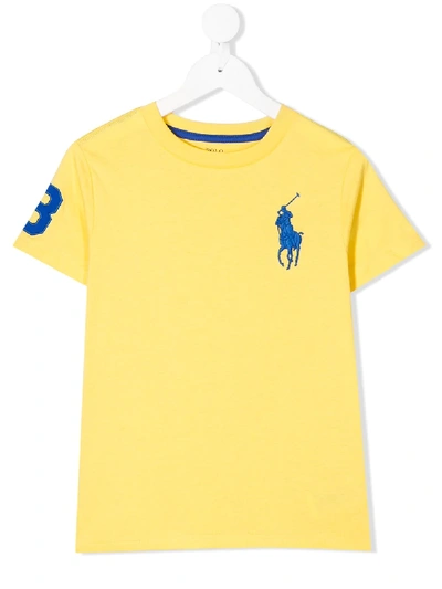 Ralph Lauren Kids' Embroidered Logo T-shirt In Yellow