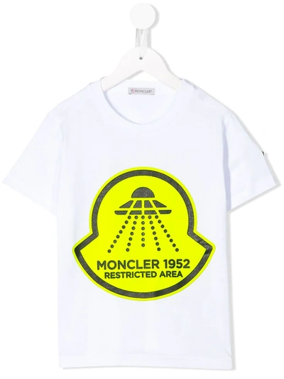 Moncler Kids' Restricted Area Print Logo Patch T-shirt In White