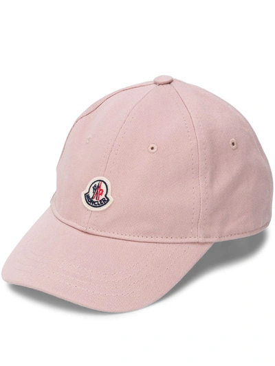 Moncler Kids' Embroidered Logo Baseball Cap In Pink