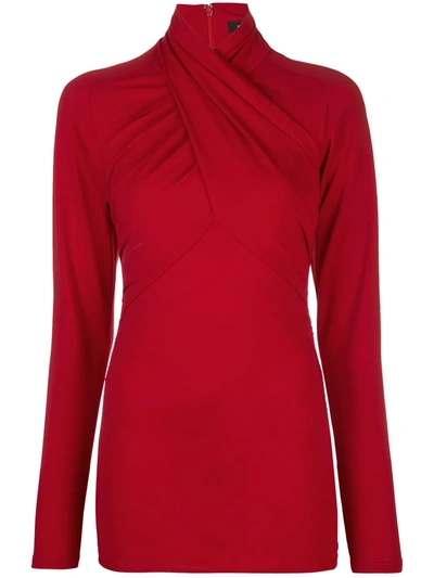 Isabel Marant Twisted-neck Long Sleeved Top In Red