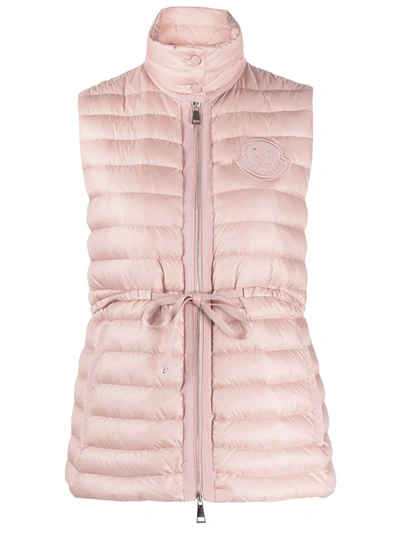 Moncler Padded Belted Gilet In Pink