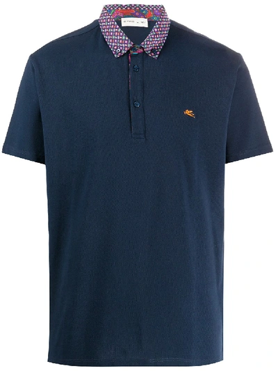 Etro Poloshirt Mit Logo-stickerei In Blue