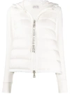 Moncler Quilted Panel Hoodie Cardigan In White