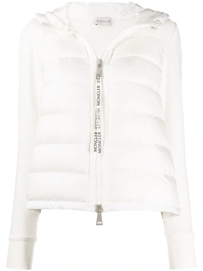 Moncler Quilted Panel Hoodie Cardigan In White