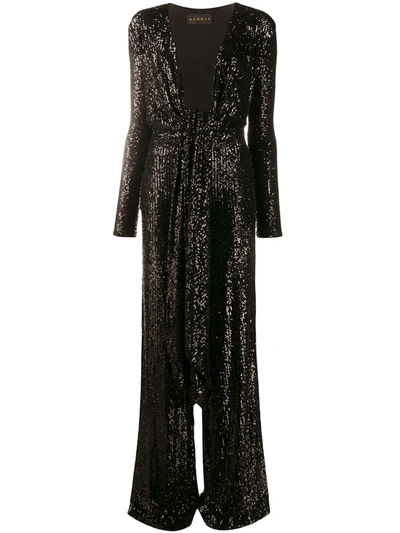 Dundas Tie-front Sequined Tulle Wide-leg Jumpsuit In Black
