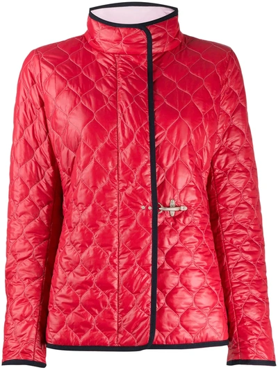 Fay Mock Neck Quilted Jacket In Red