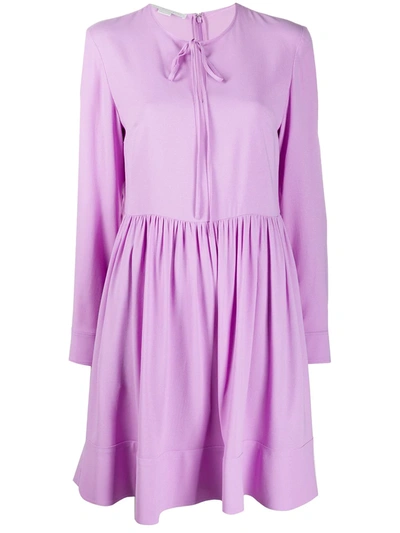 Stella Mccartney Tie-neck Silk Shift Dress In Purple