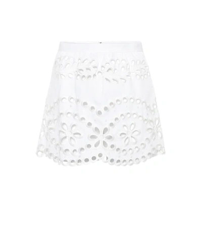 Red Valentino Layered Broderie Anglaise Cotton Shorts In White