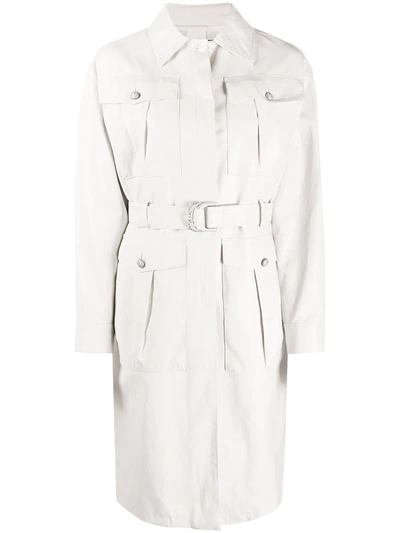 Pinko Diplomatic Leather-effect Trench Coat In White