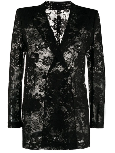 Givenchy Double-breasted Jacket In Lace In Black