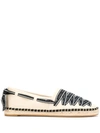 Tory Burch Woven Logo-grosgrain Canvas Espadrilles In Neutrals