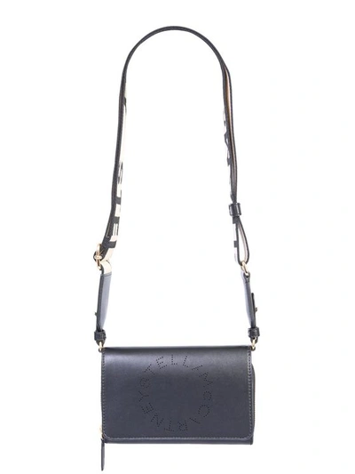 Stella Mccartney Wallet With Shoulder Strap And Logo In Black