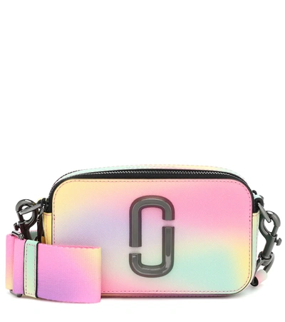 Marc Jacobs The Snapshot Airbrush White Saffiano Leather Crossbody Bag In Pink