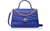 Tory Burch Kira Chevron Shoulder Bag In Blue Quilted Leather