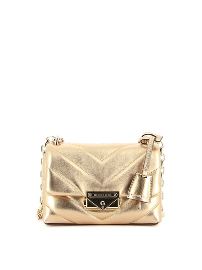 Michael Kors Cece Extra Small Shoulder Bag In Gold Quilted Leather.
