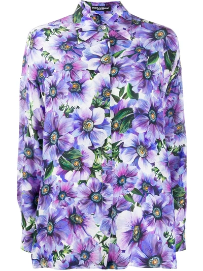 Dolce & Gabbana Floral Print Shirt In Purple