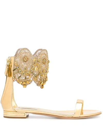 Casadei Embellished Ankle Strap Sandals In Gold