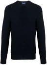 Drumohr Long Sleeve Woven Knit Sweater In Blue