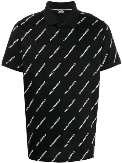 Karl Lagerfeld Logo-print Polo Shirt In Black