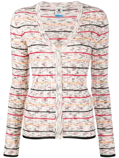 M Missoni Knitted Striped Pattern Cardigan In Neutrals