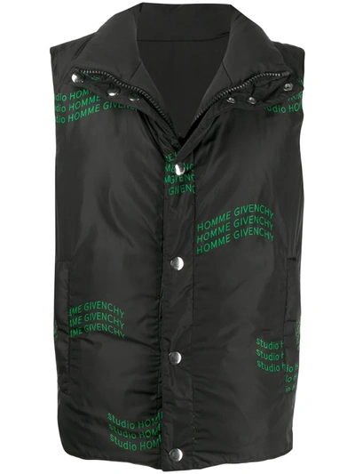 Givenchy Logo Print Padded Gilet In Black