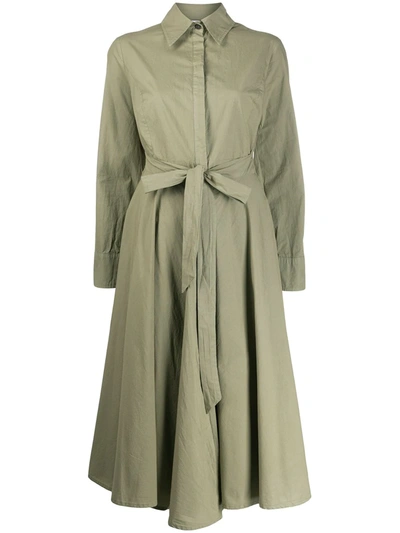 Erika Cavallini Belted Shirt Dress In Green