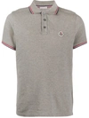 Moncler Striped Trim Polo Shirt In Grey