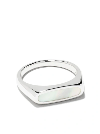 Tom Wood Mario Sterling Silver Ring In White Mother Of Pearl