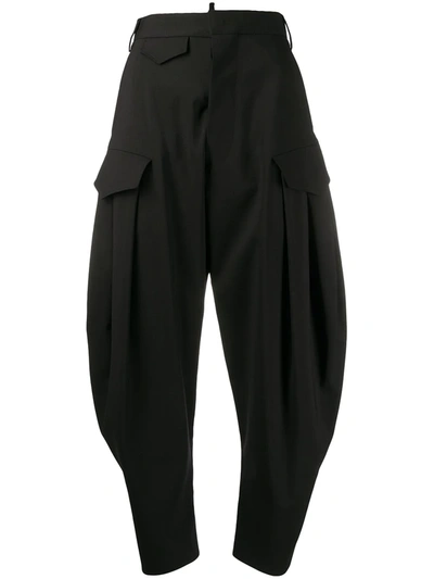 Dsquared2 High-rise Cropped Cocoon-leg Trousers In Black