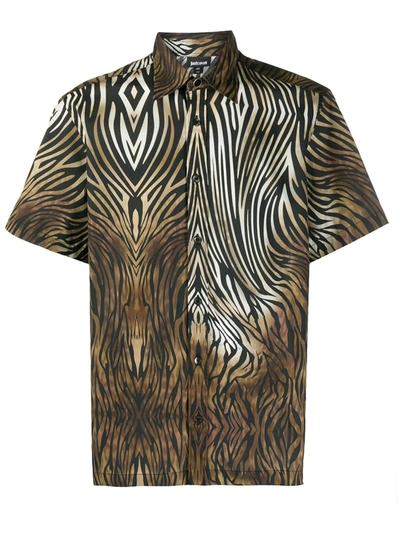 Just Cavalli Short Sleeved Leopard Print Shirt In Neutrals