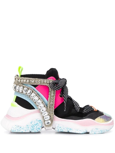 Sophia Webster Rocket Crystal Trainers In Black