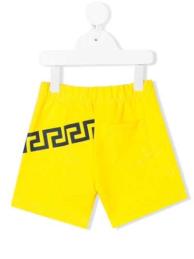 Young Versace Babies' Greca印花四角裤 In Yellow