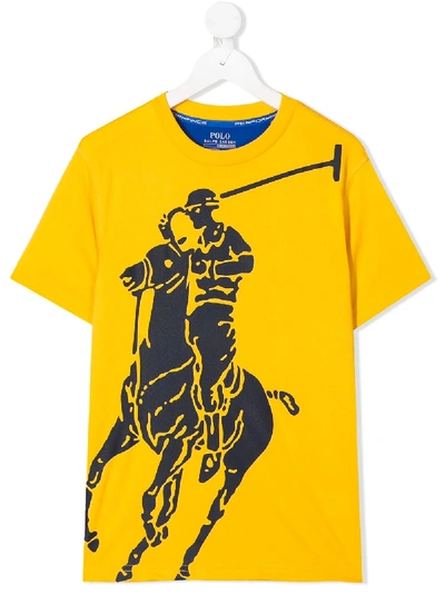 Ralph Lauren Teen Pony Print T-shirt In Yellow