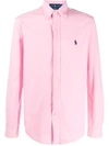 Ralph Lauren Embroidered-logo Button-down Shirt In Pink