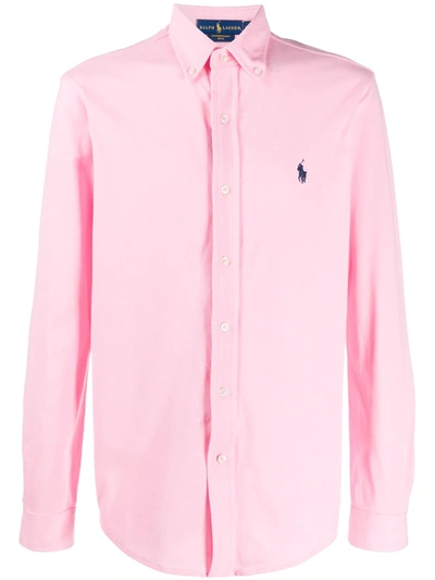 Ralph Lauren Logo刺绣排扣衬衫 In Pink