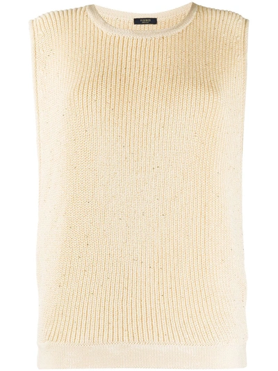 Peserico Embellished Knitted Vest In Neutrals