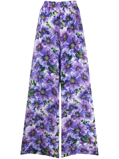 Dolce & Gabbana Floral-print Palazzo Pants In Purple