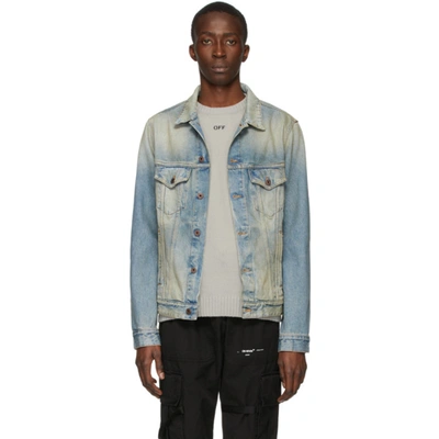 Off-white Airport Tape Slim Jeans Jkt Vintage Wash In Blue
