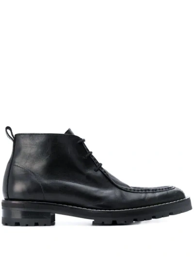 Ami Alexandre Mattiussi Laced Ankle Boots With Tractor Sole In Black