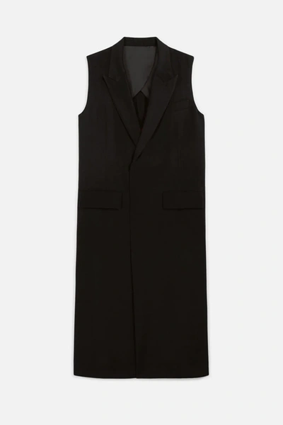 Ami Alexandre Mattiussi Sleeveless Coat With Satin Collar In Black