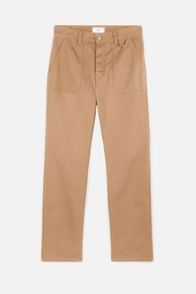 Ami Alexandre Mattiussi Patch Pockets Straight Fit Trousers In Neutrals