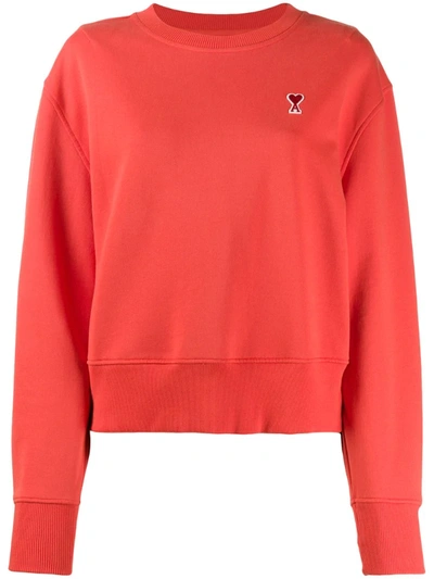 Ami Alexandre Mattiussi Crewneck Sweatshirt With Ami De Coeur Logo In Red