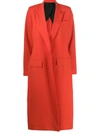 Ami Alexandre Mattiussi Long Coat Without Buttons With Belt In Red