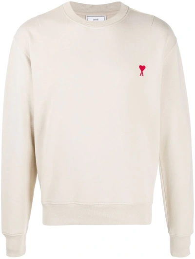 Ami Alexandre Mattiussi Off-white Ami De Coeur Sweater In Argile/263