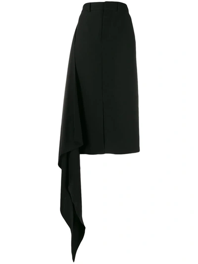 Ami Alexandre Mattiussi Straight Skirt With Flounce Side In Black
